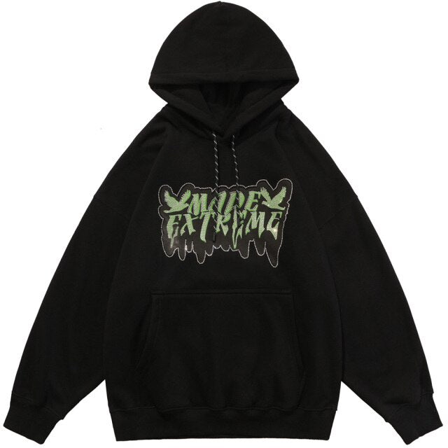 Hoodie Men Diamond Letter Print Big Pocket 3 Color Optional Couple Oversize All-match Hooded Pullover Autumn Streetwear