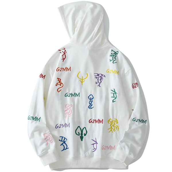 Hoodie Men Chinese Style Colorful Animal Embroidery Hooded Sweatshirts College Style Hipster Couple All-match Pullovers