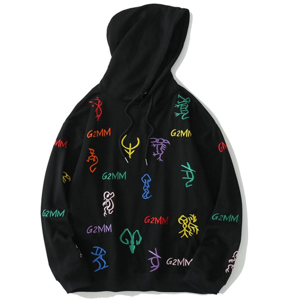 Hoodie Men Chinese Style Colorful Animal Embroidery Hooded Sweatshirts College Style Hipster Couple All-match Pullovers