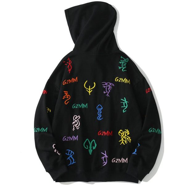 Hoodie Men Chinese Style Colorful Animal Embroidery Hooded Sweatshirts College Style Hipster Couple All-match Pullovers