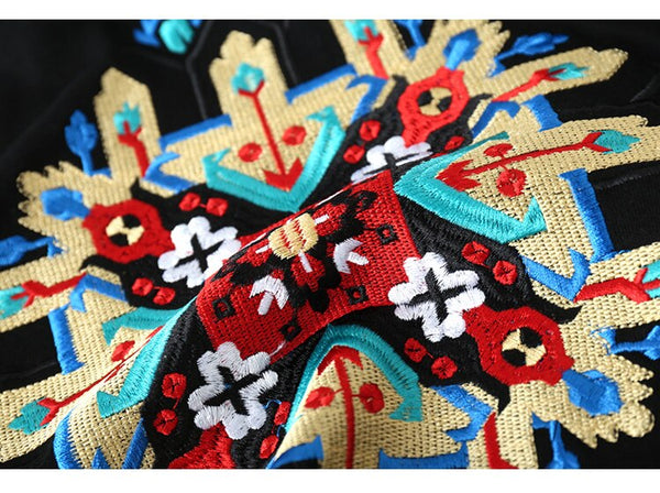 Hoodie Men Colorful Retro Totem Embroidery Hooded Sweatshirt Couple Chinese Style Folk-custom Fashion Casual Streetwear