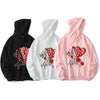 Hoodie Men Rose Flower Heart-shaped Embroidery Hooded Pullover Couple Oversize Cozy All-match Fashion Autumn Streetwear