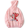 Hoodie Men Rose Flower Heart-shaped Embroidery Hooded Pullover Couple Oversize Cozy All-match Fashion Autumn Streetwear