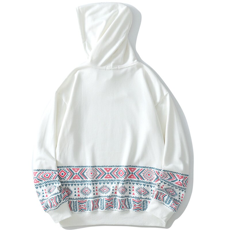 Hoodie Men Vintage Totems Colorful Print Hooded Sweatshirts Couple Casual Cozy Folk-custom Fashion All-match Streetwear