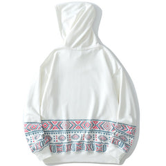 Hoodie Men Vintage Totems Colorful Print Hooded Sweatshirts Couple Casual Cozy Folk-custom Fashion All-match Streetwear