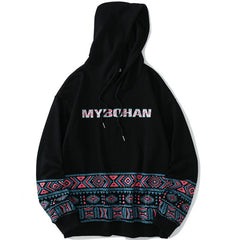 Hoodie Men Vintage Totems Colorful Print Hooded Sweatshirts Couple Casual Cozy Folk-custom Fashion All-match Streetwear