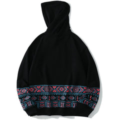 Hoodie Men Vintage Totems Colorful Print Hooded Sweatshirts Couple Casual Cozy Folk-custom Fashion All-match Streetwear