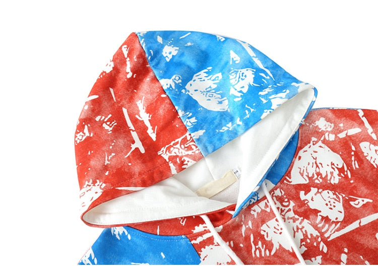 Hoodie Men Tie Dye 4 Color Block Pullover Hip Hop Hipster High Street Oversize Cozy Sweatshirt Couple Streetwear Autumn