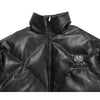 Windproof Leather Parkas Coats Embroidery Winter Jacket Men Solid Color All-match High Street Drawstring Zipper Outwear