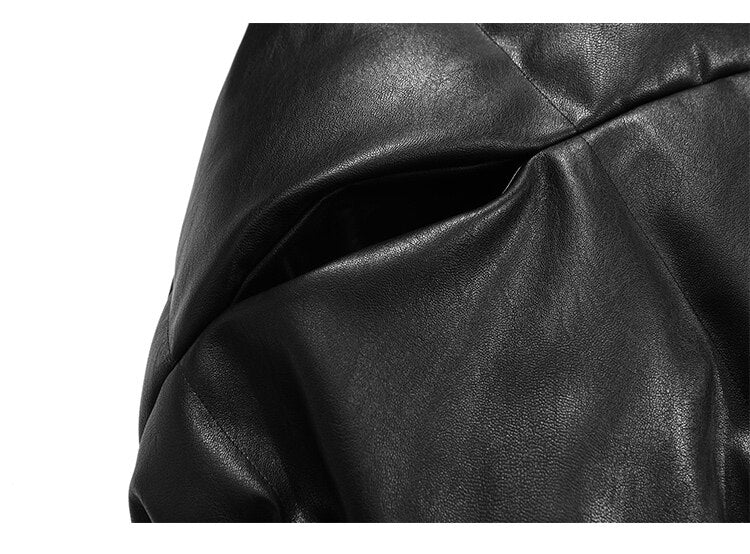 Windproof Leather Parkas Coats Embroidery Winter Jacket Men Solid Color All-match High Street Drawstring Zipper Outwear
