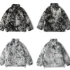 Faux Fur Fleece Winter Jacket Men Tie Dye Printed Fuzzy Jackets Casual Hip Hop Baggy Warm Zipper Coats Couple Outerwear