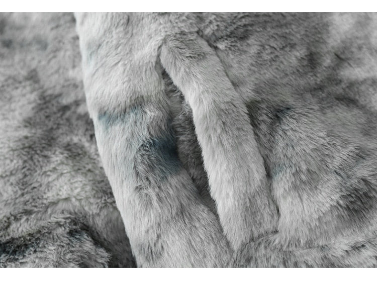 Faux Fur Fleece Winter Jacket Men Tie Dye Printed Fuzzy Jackets Casual Hip Hop Baggy Warm Zipper Coats Couple Outerwear