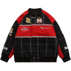 Thicken Baseball Jacket Men Plaid Embroidery Button Bomber Coat Winter Fashion High Street Oversized Jackets Streetwear