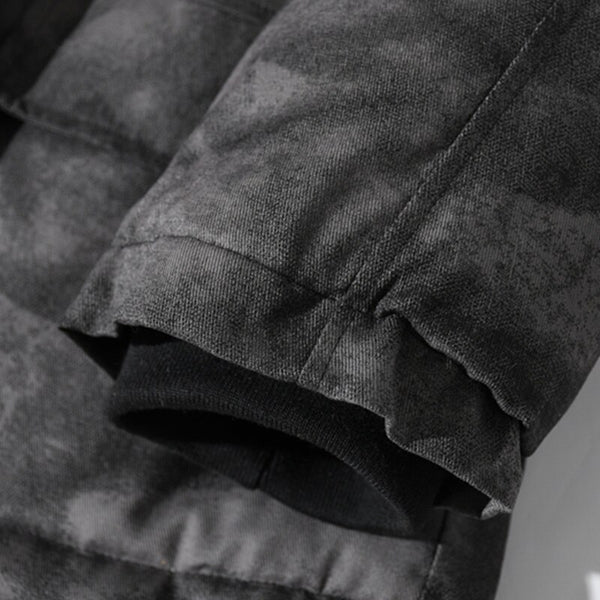 Hooded Parkas Winter Jacket Men Tie Dye Print Cargo Coats Jackets Retro Distressed Fashion Thicken Padded Outerwear Men
