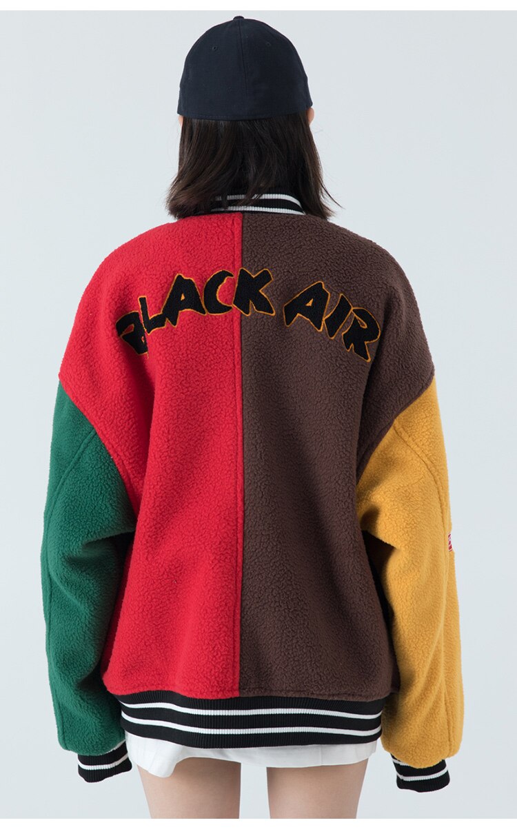 Men's winter jacket Color Block Patchwork Embroidery Thick Warm Baseball Jacket Couple High Street Coat Male Streetwear