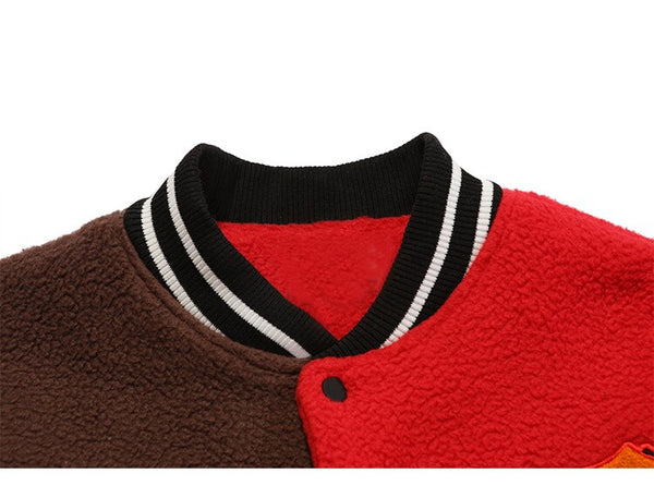 Men's winter jacket Color Block Patchwork Embroidery Thick Warm Baseball Jacket Couple High Street Coat Male Streetwear