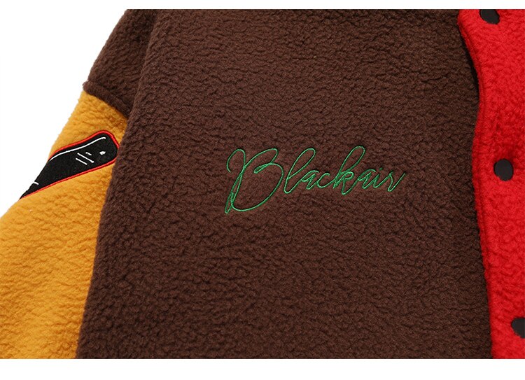 Men's winter jacket Color Block Patchwork Embroidery Thick Warm Baseball Jacket Couple High Street Coat Male Streetwear