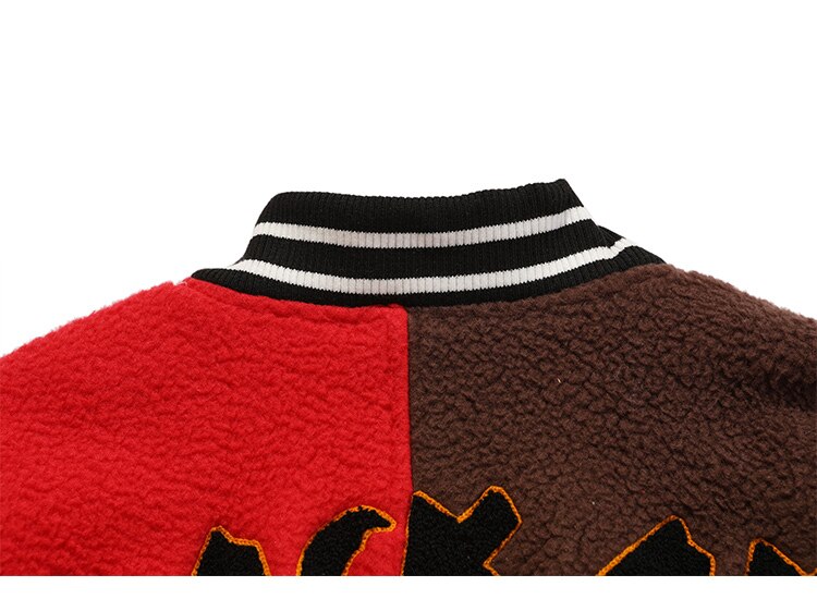 Men's winter jacket Color Block Patchwork Embroidery Thick Warm Baseball Jacket Couple High Street Coat Male Streetwear