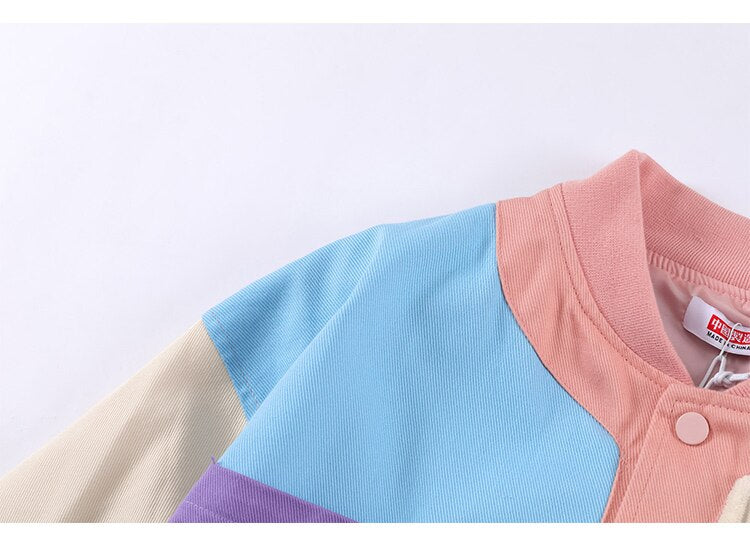 Jacket Men Colorful Patchwork Coat High Street College Style Outwear Youthful Vitality Hipster Casual Couple Streetwear