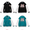 Varsity Jacket Men Bear Embroidery Patchwork Color Bomber Coats Couple Loose High Street Hipster Baseball Jacket Autumn