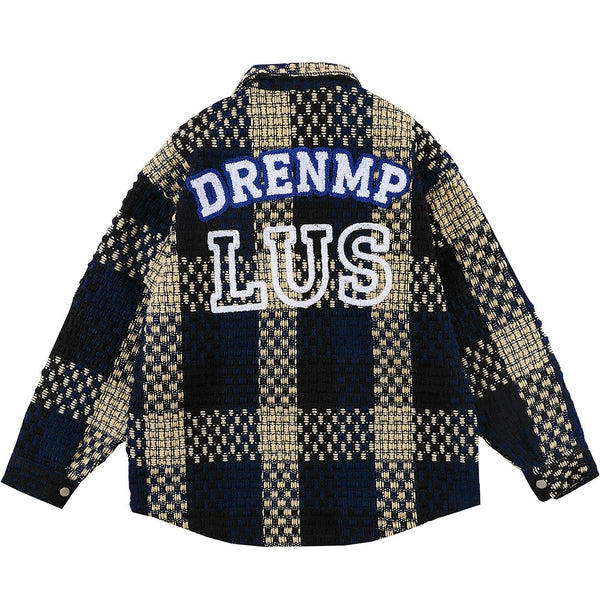 Jacket Men Hit Color Plaid Print College Style Coats Casual Japanese Vintage Harajuku Fashion Distressed Outwear Couple