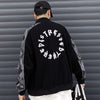 Zipper Jacket Men Retro Patchwork Letter Print Track Jackets Coat Autumn Pocket High Street All-match Streetwear Couple