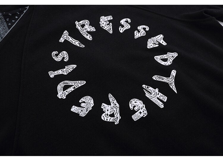 Zipper Jacket Men Retro Patchwork Letter Print Track Jackets Coat Autumn Pocket High Street All-match Streetwear Couple