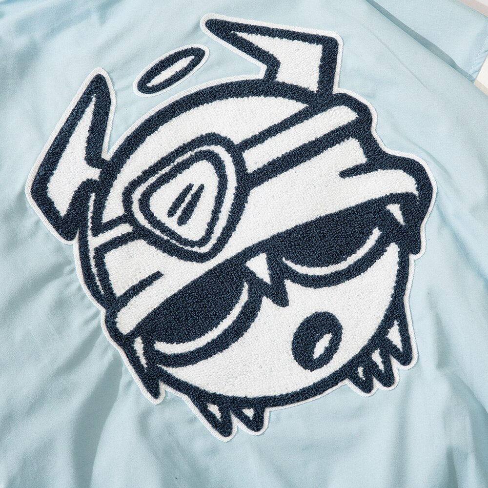 Varsity Jacket Men Furry Embroidery Patchwork Coats Couple Oversize Cozy Punk High Street Fashion Outwear Unisex Autumn