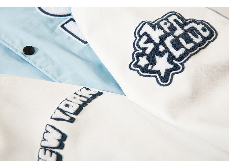 Varsity Jacket Men Furry Embroidery Patchwork Coats Couple Oversize Cozy Punk High Street Fashion Outwear Unisex Autumn