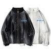 Jacket Men Watercolor Point Star Zipper Fleece College Style Coat Casual Japanese Loose Harajuku Fashion Outwear Couple