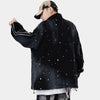 Jacket Men Watercolor Point Star Zipper Fleece College Style Coat Casual Japanese Loose Harajuku Fashion Outwear Couple