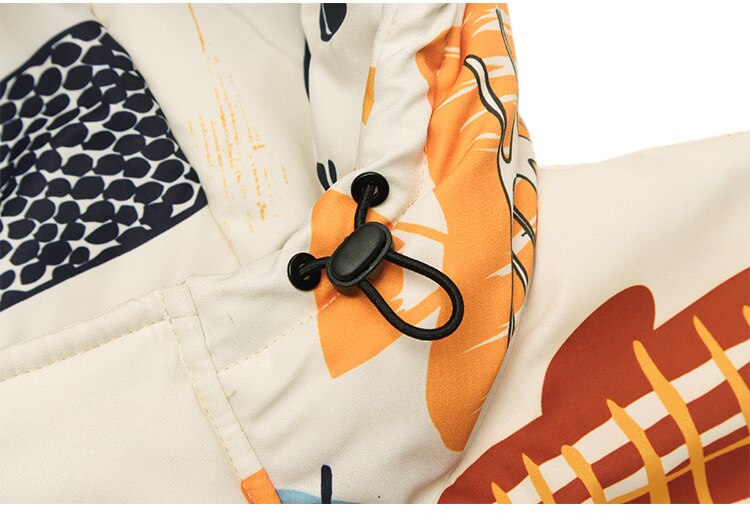 Winter Jacket Men Colorful Cartoon Fish Print Hooded Coat Zipper Casual High Street Harajuku Windbreaker Couple Outwear