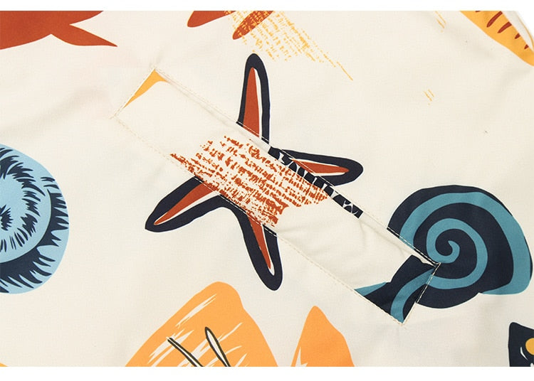 Winter Jacket Men Colorful Cartoon Fish Print Hooded Coat Zipper Casual High Street Harajuku Windbreaker Couple Outwear