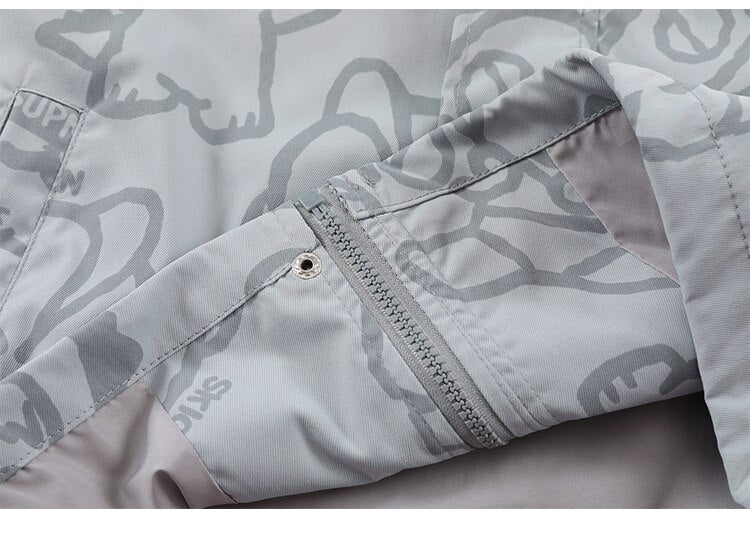 Funny Cute Cartoon Print Hooded Jacket Men Zipper Loose Harajuku High Street Fashion Windbreaker Coat Couple Streetwear