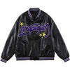 Jacket Men Furry Letter Star Leather Oversized Bomber Coats Couple All-match College Style High Street Baseball Outwear