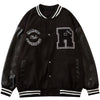 Varsity Jacket Men Leather Patchwork Letter Patch Baseball Coats Harajuku All-match Casual College Style Bomber Outwear