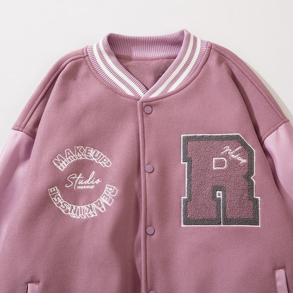 Varsity Jacket Men Leather Patchwork Letter Patch Baseball Coats Harajuku All-match Casual College Style Bomber Outwear