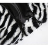 Winter Jacket Men Heart Embroidery Zebra Striped Print Zipper Coats Hip Hop Retro Hipster Loose Soft Fuzzy Warm Outwear