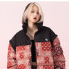 Parka Winter Jacket Men Furry Letter Paisley Printed Patchwork Hip Hop Fashion Loose Warm Cozy Sleeves Detachable Coats