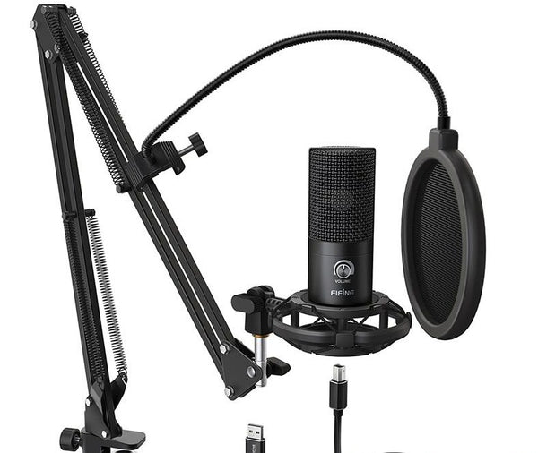 Studio Condenser USB Computer Microphone Kit With Adjustable Scissor Arm Stand Shock Mount for YouTube Voice Overs