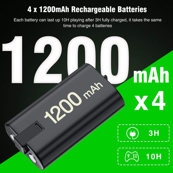4x1200mAh USB Charger for Xbox Series S/X Xbox One X/S Controller Rechargeable Battery Pack for Xbox One Controller