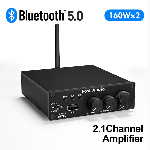 With 32V Power Supply Bluetooth 5.0 2.1 HiFi Audio Receiver Amplifier Mini Class D Amp U-Disk Player 160W x2