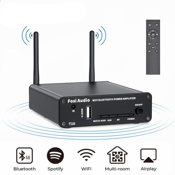 T10 Stereo Sound Amp 100W Powerful Audio Wifi Amplifier With Wi-Fi 2.4G Bluetooth U-disk APP Remote Control