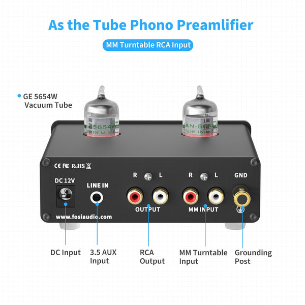 Phono Preamp for Turntable Phonograph Preamplifier With 5654W Vacuum Tube Amplifier HiFi BOX X4
