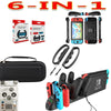6 in 1 game accessory set Black red blue For Nintend Switch Travel Carrying Bag Screen Protector Case Charging base