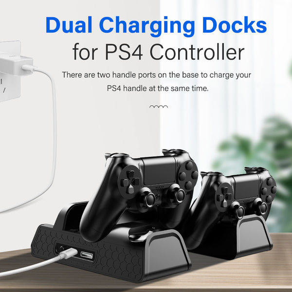 PS4/PS4 Slim/PS4 Pro Vertical Cooling Stand Dual Controller Station Charger Game Storage Cooling Fan For SONY Playstation 4