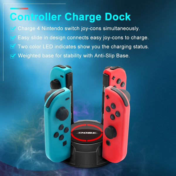 4 In 1 USB Charging Dock Station Charger Stand Holder for Nintend Switch NS Joy-Con  Controller LED Type-C Charger