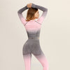 2PCS Ombre Seamless Women Sports Suit Gym Leggings Workout Clothes Long Sleeve Fitness Crop Top Shirts Pants Yoga Set Tracksuit