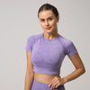 Women Seamless Yoga Shirt Fitness Short Sleeve Crop Top Workout Tops Gym Clothes For Women Running Sport T-shirts Sportswear