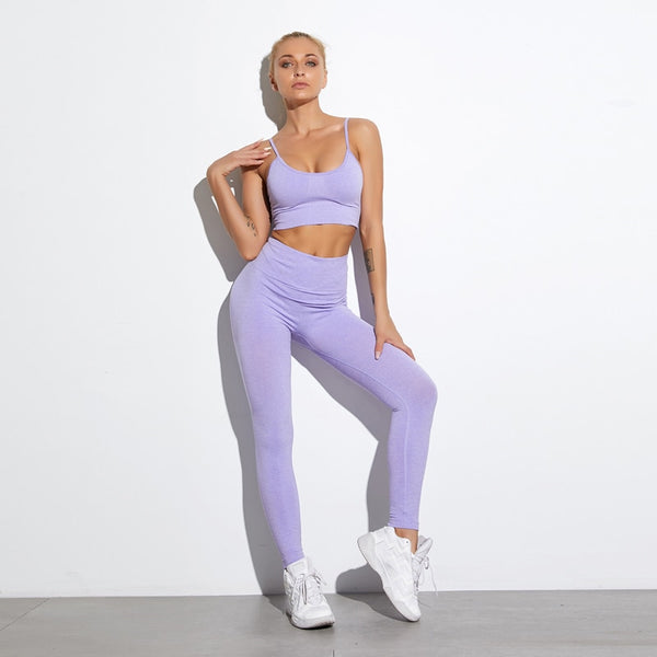 Yoga Set Workout Seamless Women's Sportswear Gym Clothing Sports Suits Fitness Short Sleeve Crop Top High Waist Running Leggings